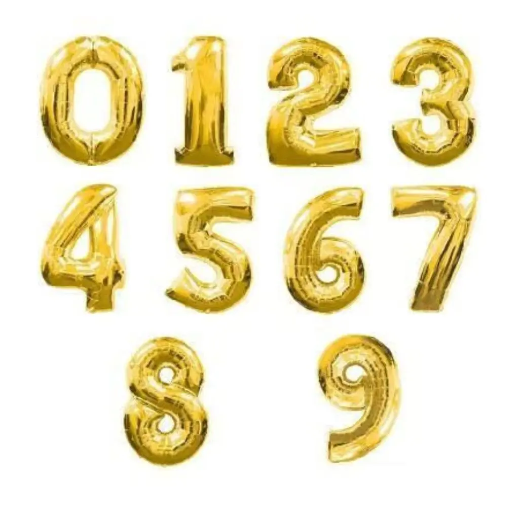 Single Gold Number Balloon
